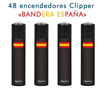 

48 Orginal Clipper lighters 'flag Spain' rechargeable for sale or promotion with exhibitor free shipping