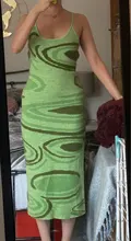 Vestido de punto verde con estampado de Cachemira para mujer, vestido Sexy ajustado sin mangas con tirantes finos, para fiesta en la playa, por debajo de la rodilla, Y2K, 2021