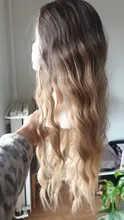 EASIHAIR-pelucas onduladas de cuerpo largo para mujer cabello sintético degradado, negro, marrón, Rubio, Cosplay, parte media Natural, resistente al calor