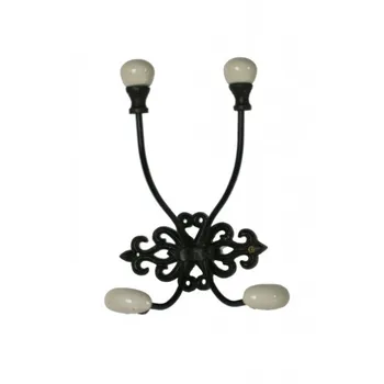 

Hanger Wall small metallic two hooks porcelain. Measures: 30x14x12 cm.