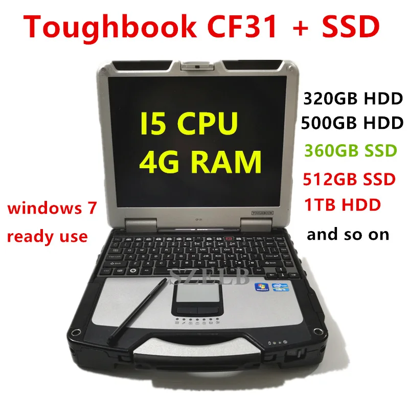 Per Panasonic Toughbook Rugged Cf31 Laptop Core I5 Hdd Ssd 4G Ram Win7 Cf 31 Cf-31 Per Strumento Diagnostico Star C4/C5/C6