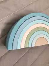 1Set bebé Arco Iris colores de silicona apilar juguetes Montessori creativo juguetes libres de bisfenol A de silicona de grado de alimentos de la educación temprana y regalos de los niños