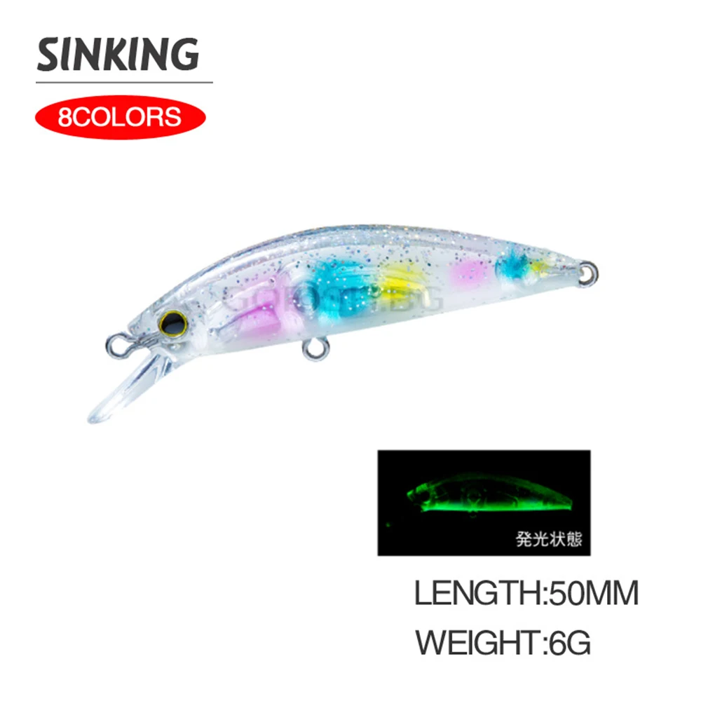 5cm 6g Fishing Lure Hardcore LG Heavy Minnow 50S Wobbler Sinking Jerkbait Swimbait Artificial Hard Bait Trout Bait Bass Bait 2