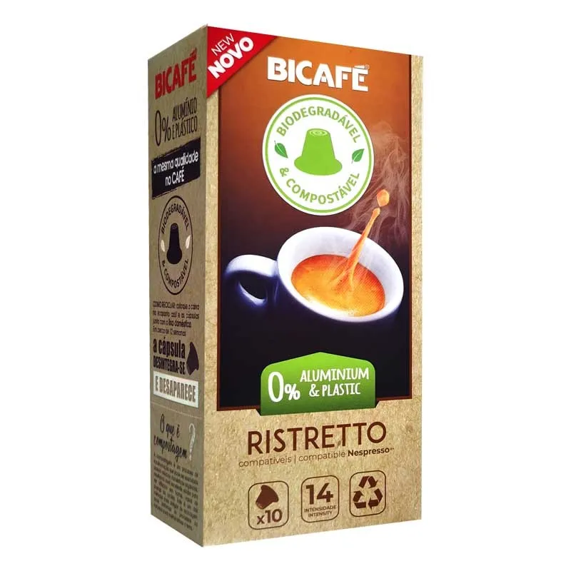 Coffee Ristretto BicafΓ© Biodegradable 10 capsules compatible with Nespresso