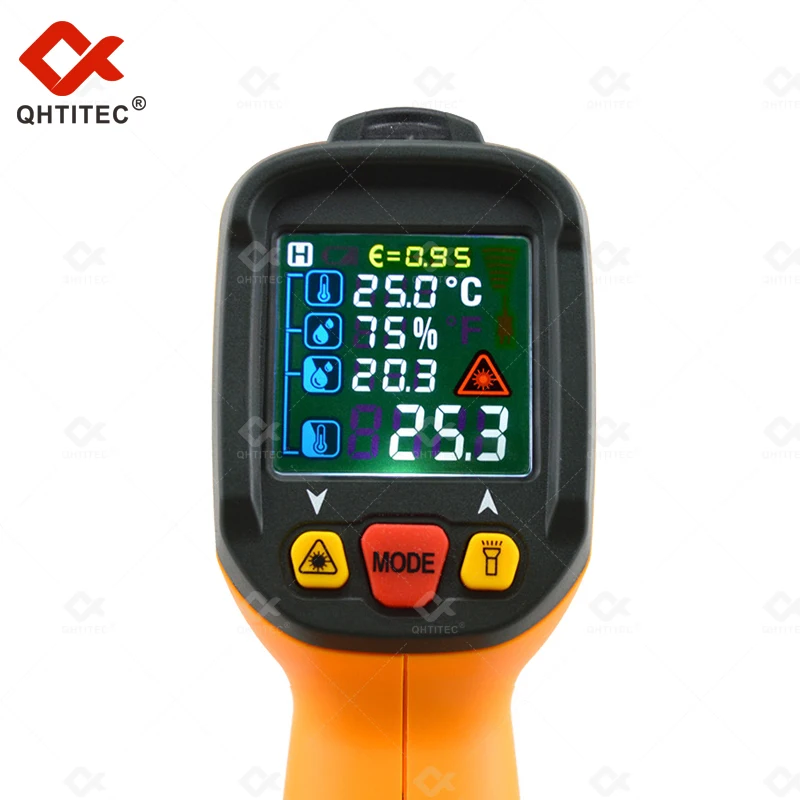 QHTITEC 휴대용 IR 적외선 온도계, PM6530D, 온도 건 미터,-50  800 ℃ 습도, 이슬 포인트, IRT K 타입 주변 UV 라이트