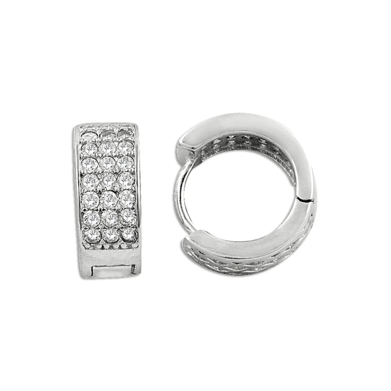 

Silver 925 Sterling Zircon Cubic Zirconia Hoop Earrings