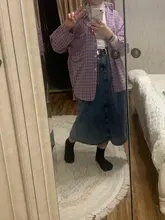 Luck A-Falda vaquera larga Retro Para niña y mujer, falda larga de cintura alta con botones y bolsillos, Vaqueros rectos de talla grande