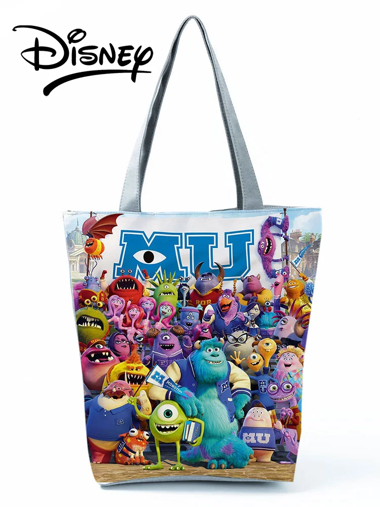 Disney Monsters University Handbags Creativity Cartoon Eco Reusable Shoppaing Bag High Capacity Women Travel Beach Bag Cute Tote 