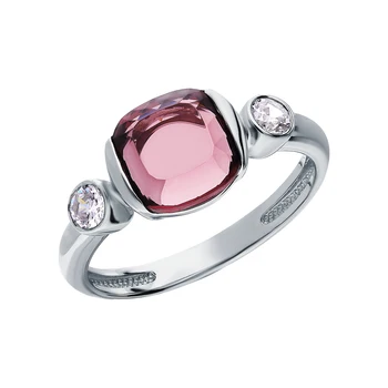 

Silver ring with crystals and cubic zirconia sunlight sample 925 test