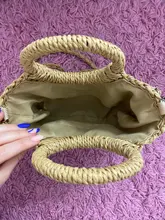 Gusure-Bolso de mimbre tejido para mujer, bandoleras cruzadas hechas a mano de verano para la playa, pequeñas, de hombro redondo de paja
