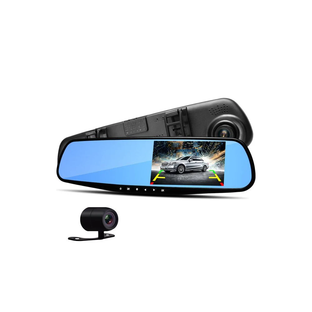 Автомобильный видеорегистратор-зеркало Eplutus D02 с 2-я камерами Full HD 4.3 Русскоязычное меню LCD помощник при парковке