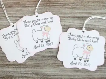 

custom any language Lamb baby shower favor tags, Girl baby shower thank you tags, Mary had a little lamb baby shower gift tag
