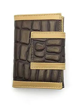 

Women's wallet in 1ª quality leather with coconut effect print (9 slots + 1 ID). Brown Color. (13x9 cm)