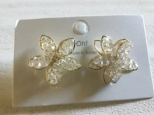 Stud-Earrings Flower Crystal MENGJIQIAO Elegant Korean Sweet Fashion Women New-Arrival
