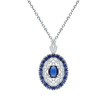 

Silver Pendant with sapphires synthetic sunlight sample 925