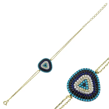 

KUTAYDAN 925 Sterling Silver Zircon Stone Society Romper Triangle Bracelet