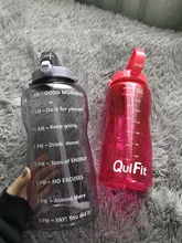 QuiFit-botella de agua deportiva Tritan de 2L y 3,8l, con pajita, mezclador de proteína grande, taza calabaza, jarra para bebidas al aire libre de BPA para gimnasio