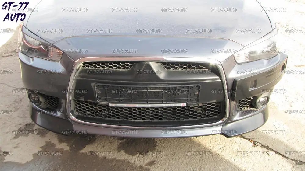 Клыки тюнинг на передний бампер для Mitsubishi Lancer X 2011- рестайлинг защитный молдинг внешний материал ABS пластик