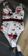 One-Piece Swimsuit CUPSHE Women Monokini Ruffled White Floral Sexy Beach Girl V-Neck