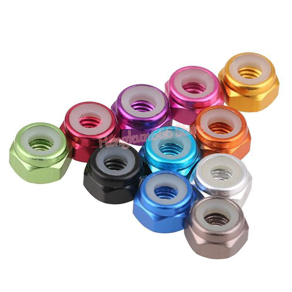 M2 M2.5 M3 M4 M5 M6 M8 Aluminum Alloy Nylon Insert Lock Nuts Self-locking  nut Anodized - Sky Blue DIN985 Hex Nylon Lock Nut