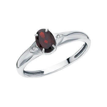 

Silver ring with garnet and diamonds sunlight sample 925