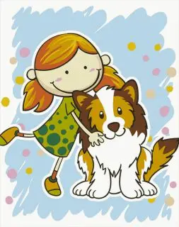 

Painting on canvas "girl and dog" 16.5x13 cm artventura mini16130106