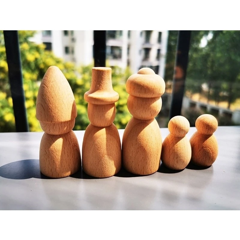 Juego 5 muñecos de madera de haya para niños, juguete de pintura, hecho mano|Juguetes artesanales| - AliExpress