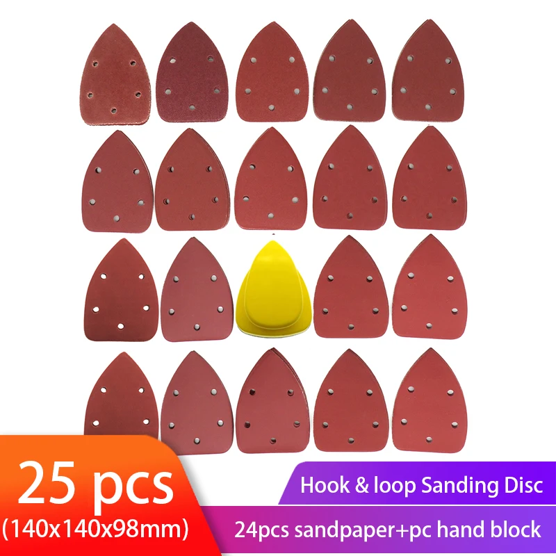 

24pcs Triangle Sandpaper Aluminum Oxide Sanding Paper Assorted 40-1000 Grit +1pc Hand Grinding Block Sanding pad Kit