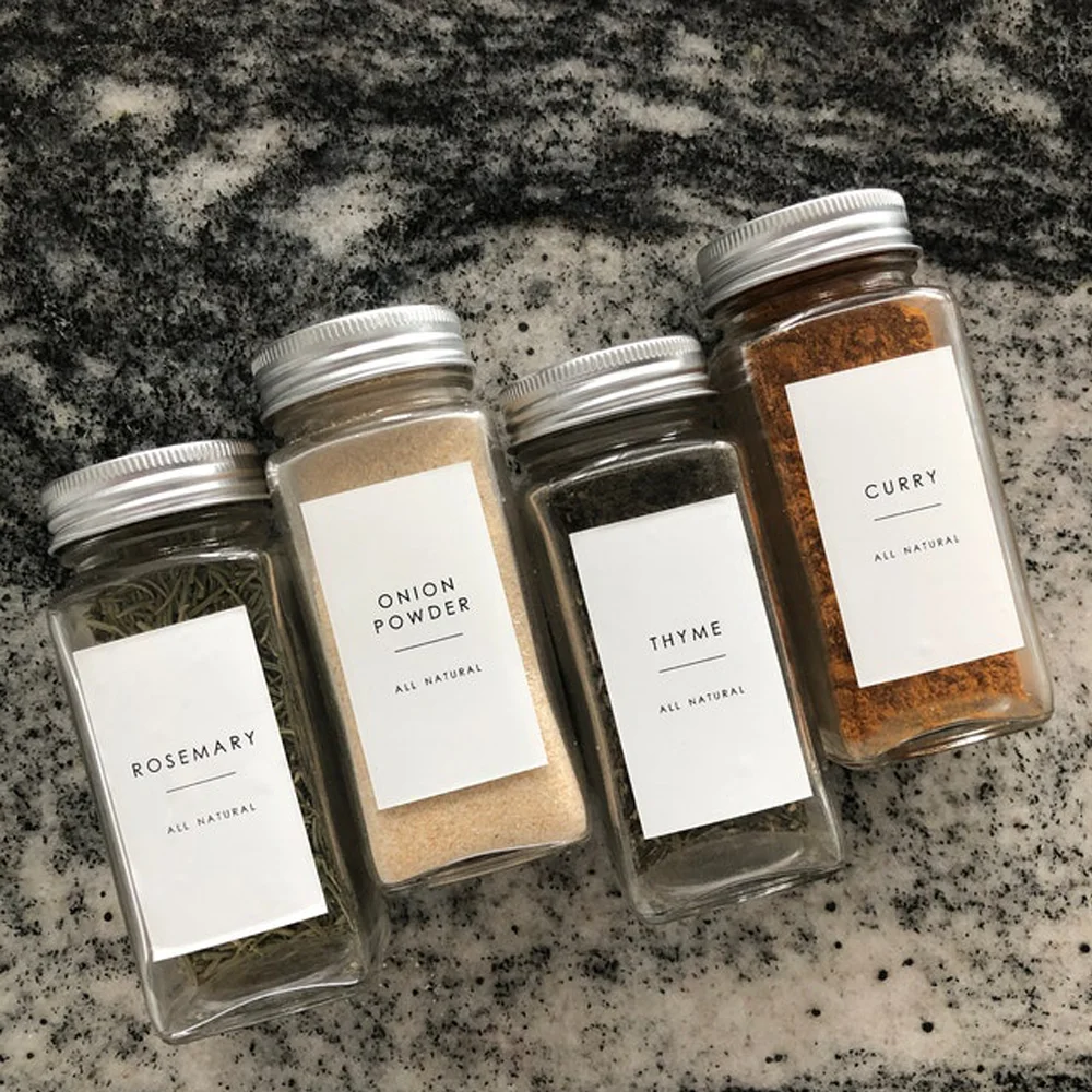 Spice Labels (Minimalist) Water Resistant Spice Jar Label