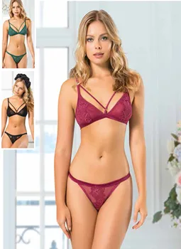

lingerie Women's Underwear Comfortable Gathering Sexy Suit unsupported Bra Ring Free Lace Edge Bra + Panties Set Lingerie Plus