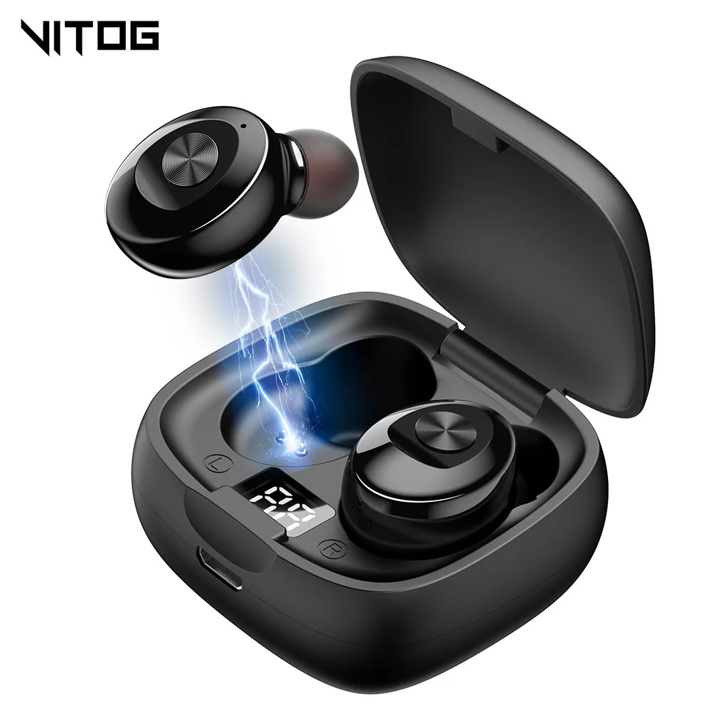 VITOG Sport Wireless Headphone IPX5 TWS Bluetooth 5 0 Earphone HiFi Stereo Gaming Headsets Wireless Earbuds LED Display with Mic