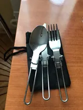 3 uds 1 set portátil al aire libre Camping viajes Picnic plegable de acero inoxidable cubiertos cuchara tenedor cuchillo vajilla envío gratis