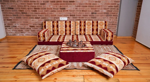 Arabic Floor Seating Sofa Set, Meditation Yoga Sofa, Bohemian