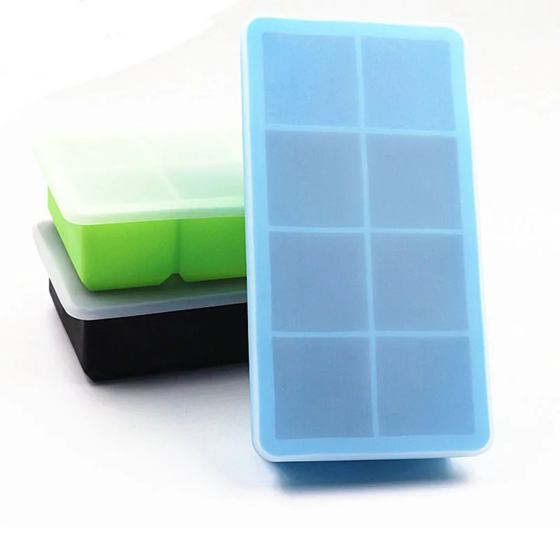 

2pcs 8 Holes Big Ice Cube Mold Square Shape Silica Gel Ice Cube Maker Ice Tray Ice Mold Kitchen Accessories