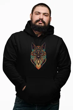 

Angemiel Wear Colorful Wolf Black Male Hooded Sweatshirt