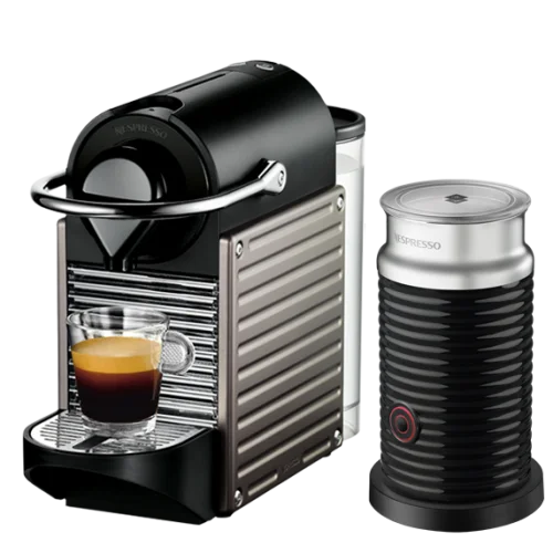 Nespresso Pixie C66r &amp Aeroccino 3 Bundle Espresso Capsule Coffee Machine Titan&ampRed (Кофемашина эспрессо) | Бытовая