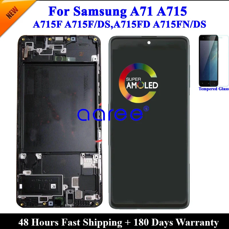 Оригинальный Super AMOLED ЖК-экран для Samsung A71 2020 A715 LCD A715F сенсорный дигитайзер в сборе |