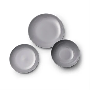 

SET 18PCS DINNERWARE STONEWARE GREY CASA BENETTON