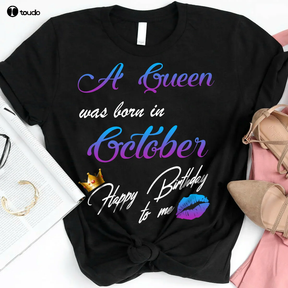 Черная футболка с надписью Queen Was Born In March Happy Birthday To Me | Мужская одежда