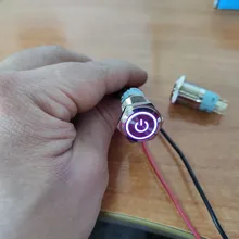 16mm 12mm interruptor de botón de metal botón impermeable circular plana Botón de luz LED auto-bloqueo auto-botón de Reinicio 1NO1NC