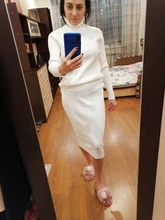 TAOVK Autumn Womens Costume Knitted  Tracksuit  Sweater + Slim Skirt Two-Piece Set