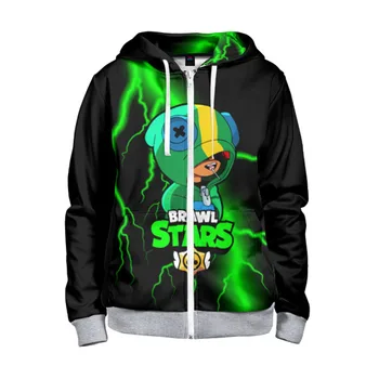 

Children's sweatshirt 3D with zipper Brawl Stars Leon
