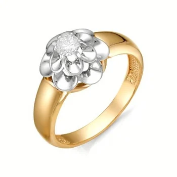 

Master brilliant flower ring with 1 red gold diamond
