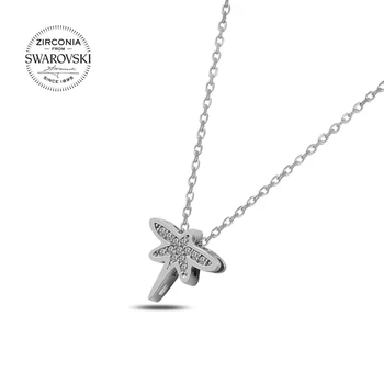 

Silver 925 Sterling Swarovski Zirconia Stone Dragonfly Pendant