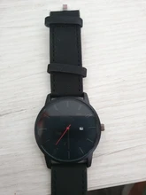 Reloj de lujo de cuero para Hombre, pulsera negra de acero inoxidable ultrafina, Reloj Masculino