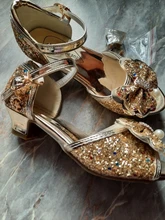 Zapatos de princesa para niñas, zapatillas con flores y brillantina para niñas pequeñas, incluye tacón alto y moño estilo mariposa, en azul, rosa y plata, talla 26-38