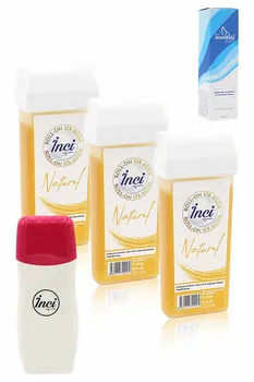 

Pearl yellow cartridge roll on depilatory 3 PCs + roll on depilatory heating machine + feather reducing spray, filling waxing, depilation