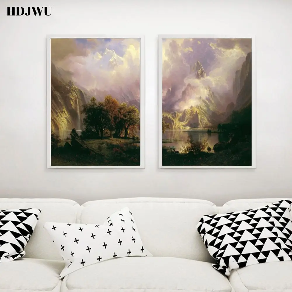 Peacefully Forest With Lake Landscape Oil Painting Wall Picture Printing Posters for Living Room Hotel Decor DJ93 | Дом и сад