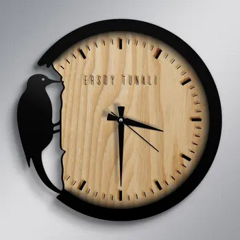 

Personalized Woodpecker Design Wooden Wall Clock-1