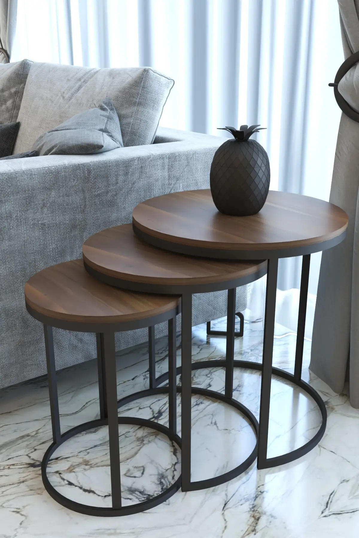 

CAPRIDOS FURNITURE Capridos 1029 3 Pcs C Nesting Table Black Walnut